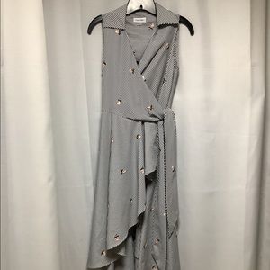 Calvin Klein wrapdress sz 2 full skirt pockets